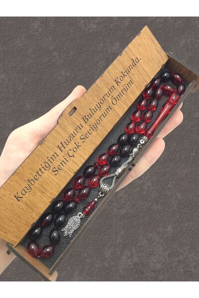 KANUNİ TESBİH Ροζάριο για την Ημέρα του Αγίου Βαλεντίνου, Κόκκινο Μαύρο Μοκέτ...