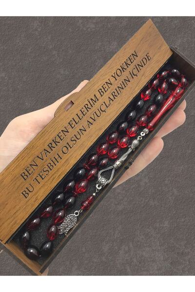 KANUNİ TESBİH Ροζάριο για την Ημέρα του Αγίου Βαλεντίνου, Κόκκινο Μαύρο Μοκέτ...