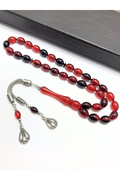KANUNİ TESBİH Red Black Moire Wooden Boxed Rosary