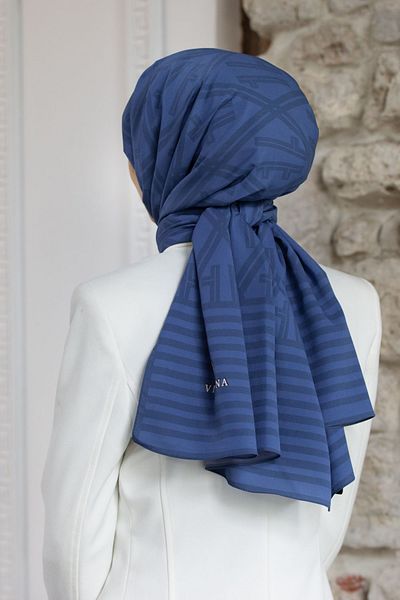 Vissona Γυναικείο σάλι πολυτελείας Medina Silk Indigo-2