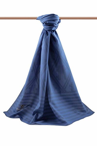 Vissona Γυναικείο σάλι πολυτελείας Medina Silk Indigo-2