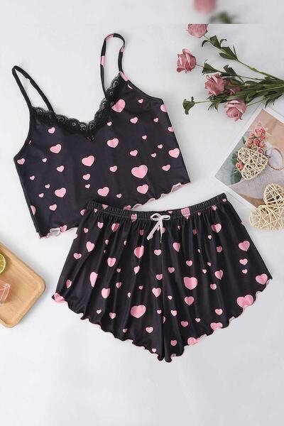 PEMBİŞ HOMEWEAR Tex Supersoft Shorts Set,Love4