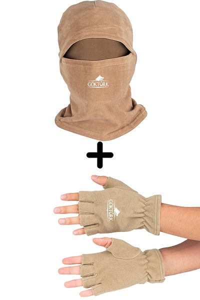 herotasarım Polar Göktürk Snow Mask - Σετ κομμένα γάντια Sand Bll1468