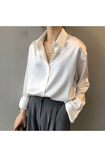 atn store Boby Silk - %100 Ipek Oversize Kadın Gömlek