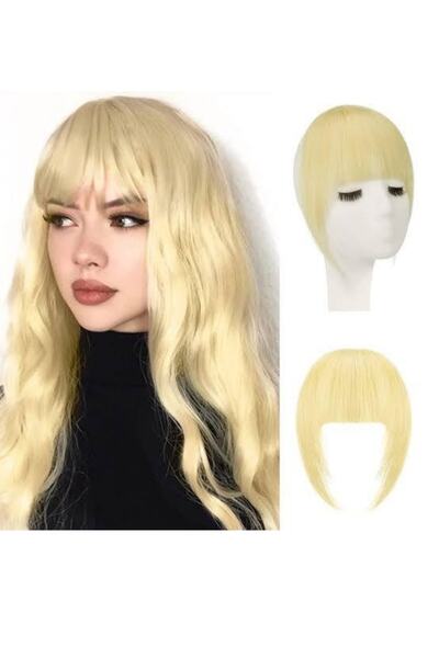 AKOLİFE Takma Kahkül Sarı Renk Perçem Saç Çıtçıtlı Uzun Kenarlı Takma Saç