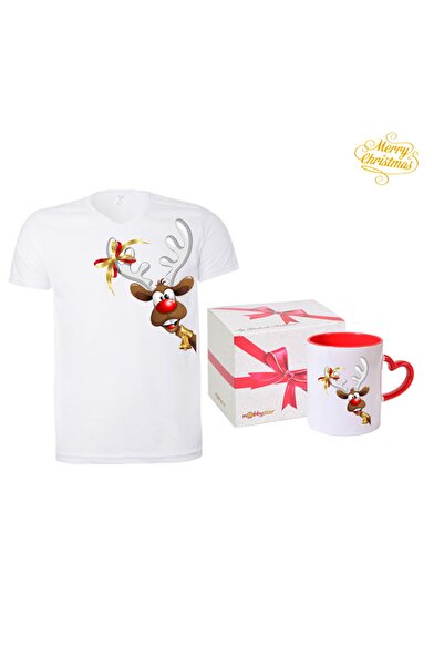 HediyeMania Λευκό μπλουζάκι για πάρτι για το νέο έτος με τύπωμα από βαμβακερό...