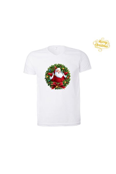 HediyeMania Λευκό μπλουζάκι με θέμα το Χριστούγεννα με σχέδιο Άγιου Βασίλη με...