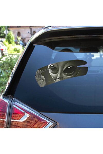 TSC Uzaylı Komik Araba Sticker Yapıştırma 20cm