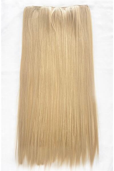 AKOLİFE Küllü Sarı Düz Yarım Ay +2 Yan Çıt Çıt- Gerçek Saç Görünümlü 1. Kalit...