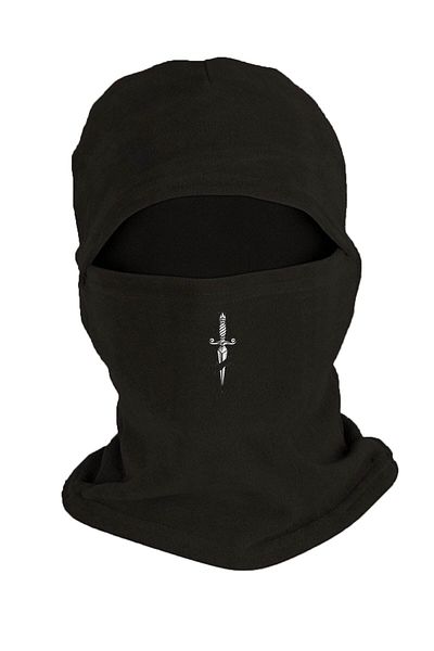 herotasarım Σετ μαύρο σπαθί Fleece μάσκα χιονιού και κομμένα γάντια - Bll3040