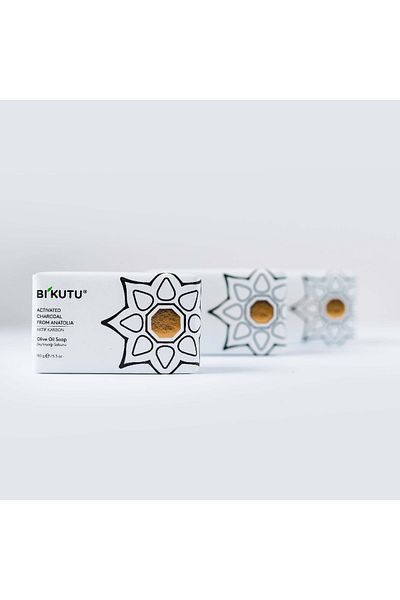 BiKutu صابون زيت الزيتون بالكربون المنشط الطبيعي المصنوع يدويًا مكون من 3 قطع