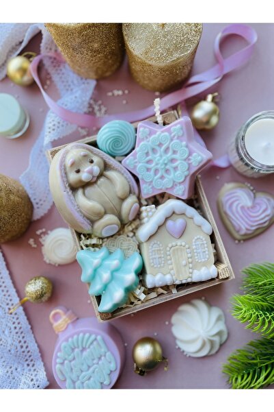 Şirin Tavşan Ev Kartanesi Yılbaşı Sabun Seti Handmade Hediyelik Sabun