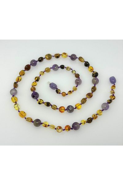 Tesbihci Efendi Drop Amber Adult Amethyst Design Necklace 50cm