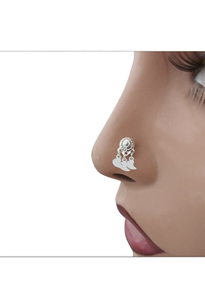 salkersilver Telkari Taşsız Üç Sarkmalı Hilal Mardin Burun Hızma