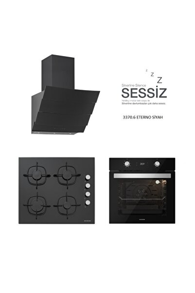 Silverline Siyah Cam Ankastre Set (3370 Eterno 60+cs5335b02+bo6504b01)