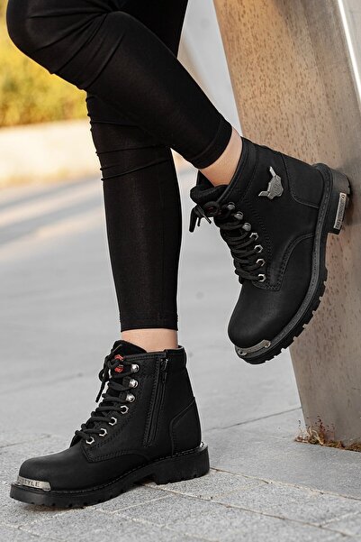 M ZURAFA Unisex Siyah Kışlık Uzun Dayanıklı Kauçuk Taban Bot Outdoor Postal