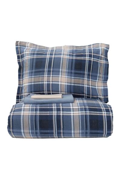 Karaca Home Anul Nou Anul Nou Lanza Bleumarin 100% Bumbac Flanel Set Husă Duble Duble