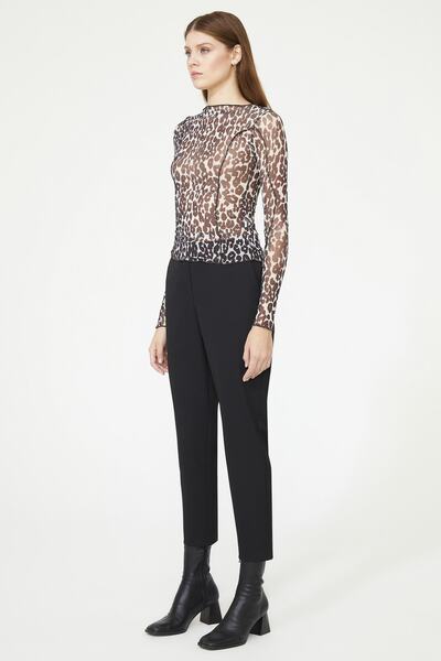 adL Uzun Kol Desenli Tül Bluz