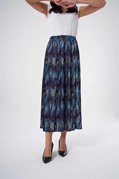 Mizalle Patterned Pleated Skirt