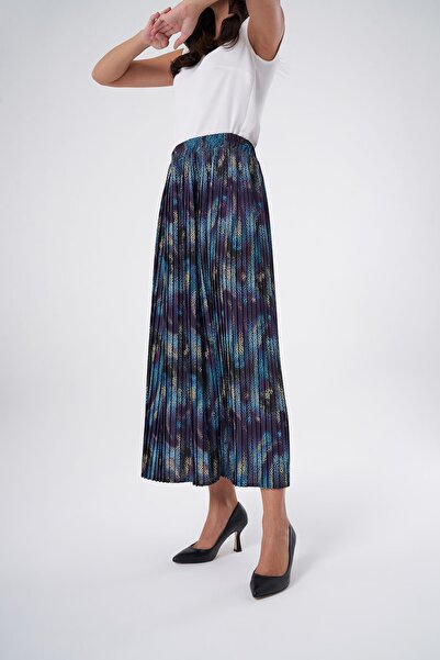 Mizalle Patterned Pleated Skirt