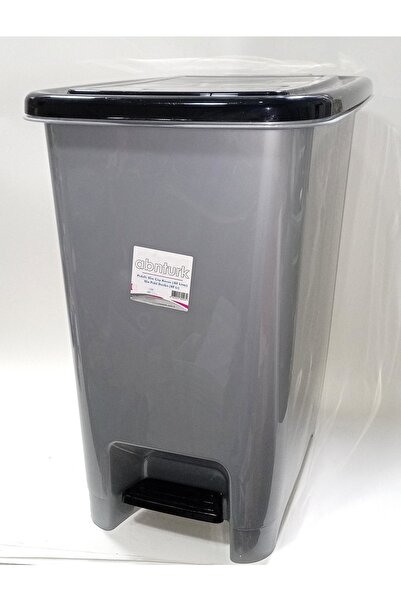 abnturk 40 Litre Büyük Boy Pedallı Çöp Kovası Metalik Gri 43x32 H:53cm Arkapl...