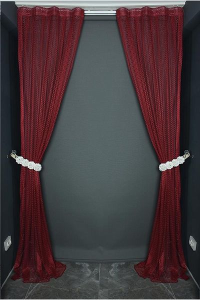 AKÇA TEKSTİL Orchid Model Burgundy Color Single Wing Pleated Background Curtain 75*260 Cm