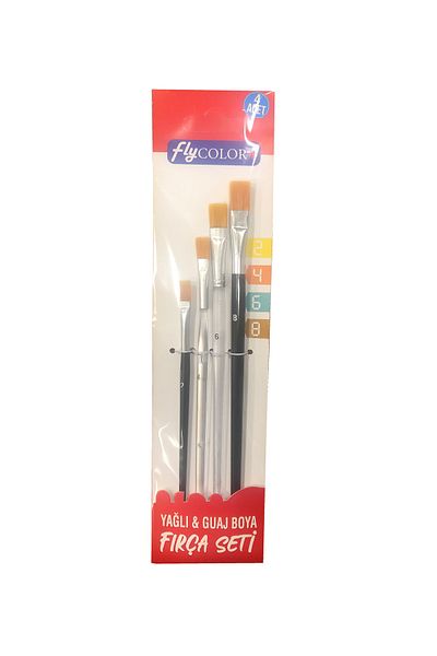 FLY COLOR Oil and Gouache Paint Brush Set of 4 Artistic Brushes (Numbers 2,4,6,8)