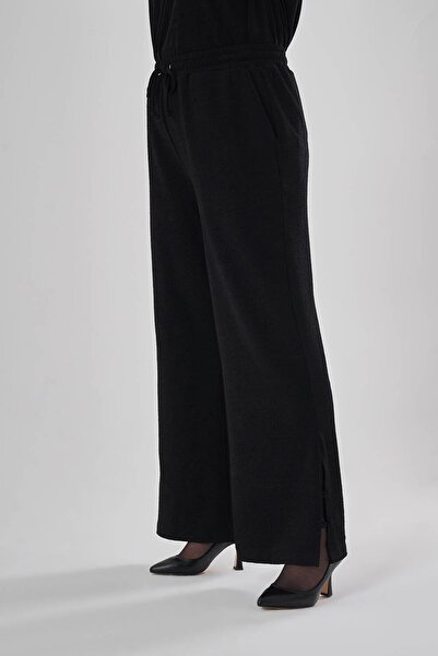 Mizalle Beli Bağcıklı Siyah Pantolon