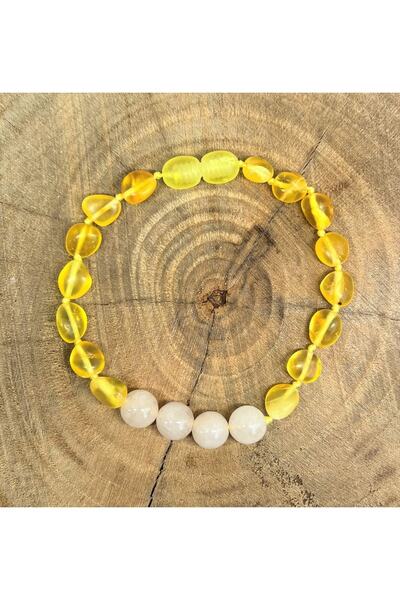 Kotryna Drop Amber Quartz Natural Stone Matte Adult Elastic Bracelet