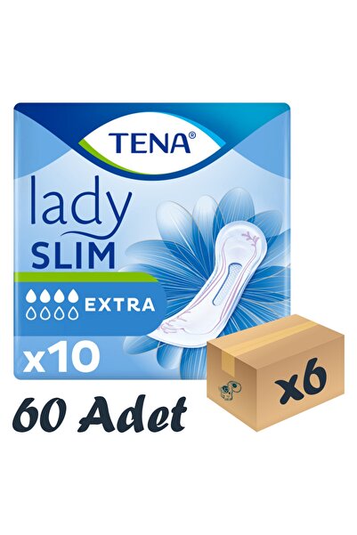 TENA Lady Slim Extra, Kadın Mesane Pedi, 4 Damla, 10’lu 6 Paket 60 Adet