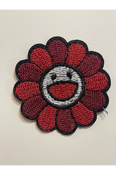 Gönülden Tasarım 5 Cm Ferăstrău Lipire Roșu Floarea Soarelui Broderie Aplicație Patch Rama