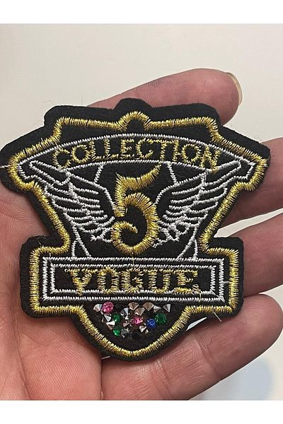 Gönülden Tasarım 6x6 Cm Broderie Galben Auriu Broderie Applique Patch Crestă