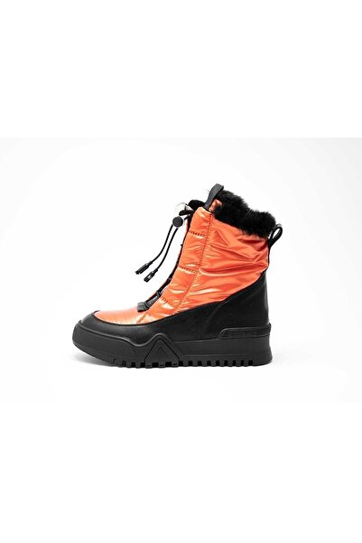 Guja 390 Kadın Siyah Turuncu Hakiki Deri Ortopedik Kürklü Tüylü Platform Kalı...