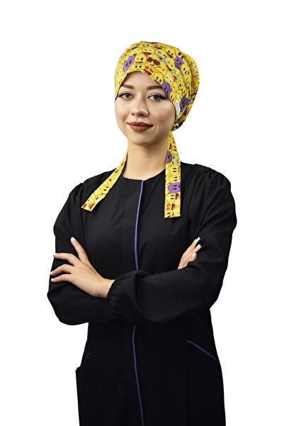 Nur Ortopedi Tesettür Sarı Emojiler Likralı Doktor Hemşire Aşçı Tesettür Cerr...