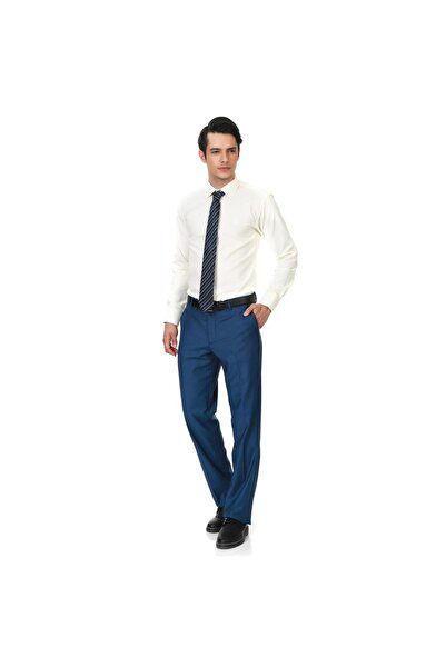 Varetta Men's Night Blue Large Size Classic Cut Pocketed Polyviscon Fabric Trousers