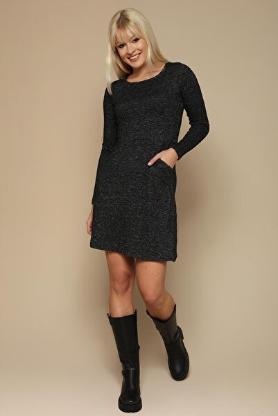 Select Moda Γυναικείο μαύρο φόρεμα με τσέπες casual κοπής