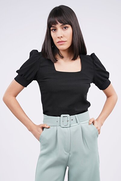 GABRİA Πλεκτή μπλούζα με τετράγωνο λαιμό