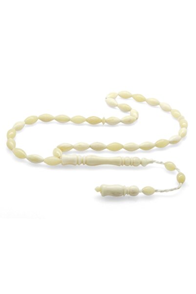 Tesbihane Sistemli Arpa Kesim Natural Renk Deve Kemiği Tesbih