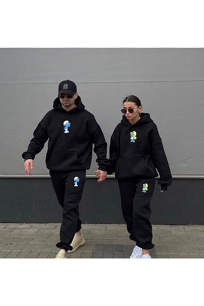 AFROGİYİM Μαύρο εμπριμέ Σετ εραστής