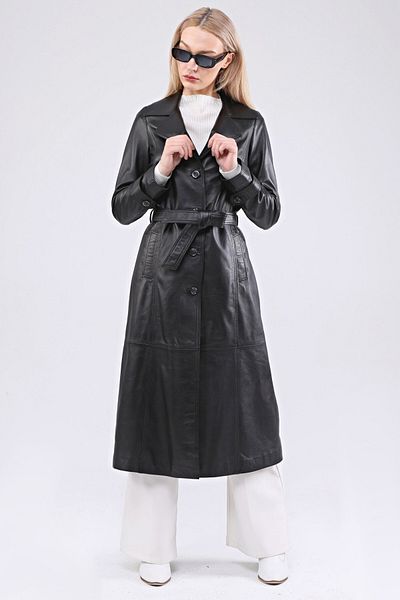 CE-YIL DERİ ÜRÜNLERİ Women's Genuine Leather Overcoat