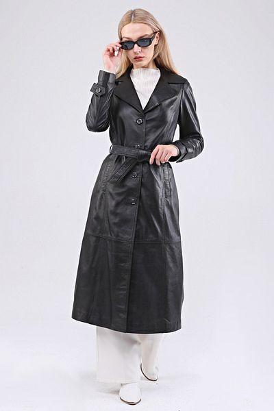 CE-YIL DERİ ÜRÜNLERİ Women's Genuine Leather Overcoat