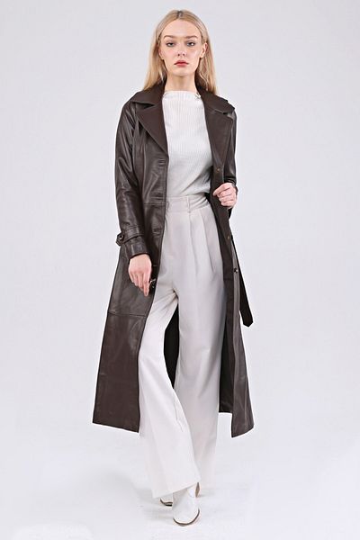 CE-YIL DERİ ÜRÜNLERİ Women's Genuine Leather Overcoat