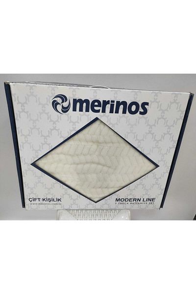 DUNBE HOME Merino Modern Line Bone 3 Piece Double Boxed Blanket Set (1 Blanket-2 Pillowcases)