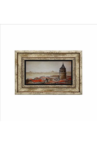 BAKSEPETE Pictură din piatră naturală imprimată Turnul Galata 20cmx30cm Drt-003