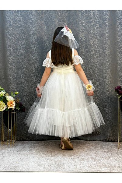 MARMARA FIRSAT Kız Çocuk Abiye Elbise Beyaz