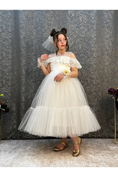 MARMARA FIRSAT Kız Çocuk Abiye Elbise Beyaz