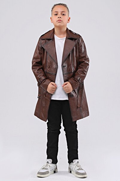 CE-YIL DERİ ÜRÜNLERİ Hakiki Deri Cocuk Trençkot