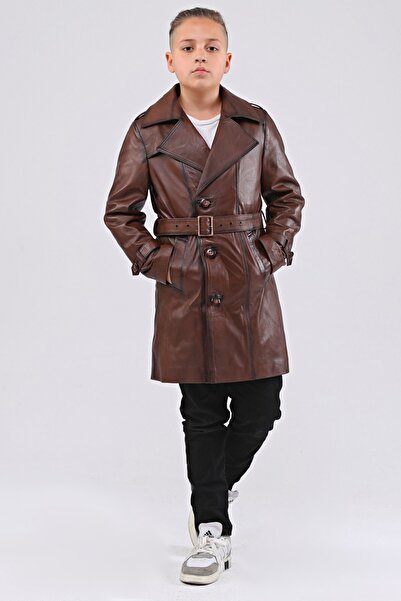 CE-YIL DERİ ÜRÜNLERİ Hakiki Deri Cocuk Trençkot