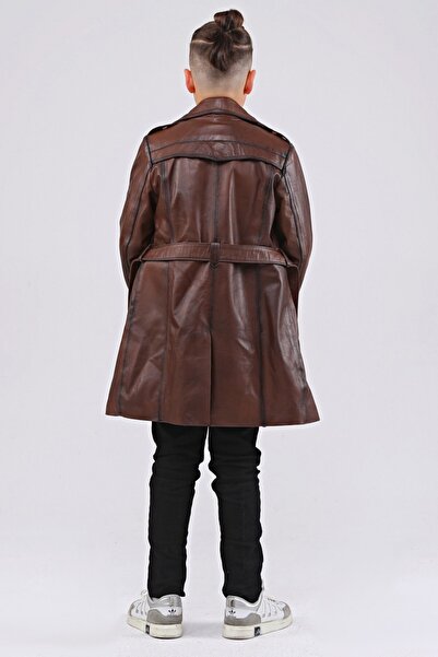 CE-YIL DERİ ÜRÜNLERİ Hakiki Deri Cocuk Trençkot