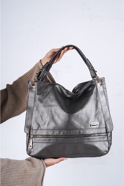 Solo Bag Kadın Gümüş Yumuşak Deri Omuz Çantası